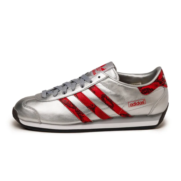 Adidas Sneakers En Cuir|Baskets Décontractées Terrace*Country Japan Silver Metallic / Better Scarlet / Core Black