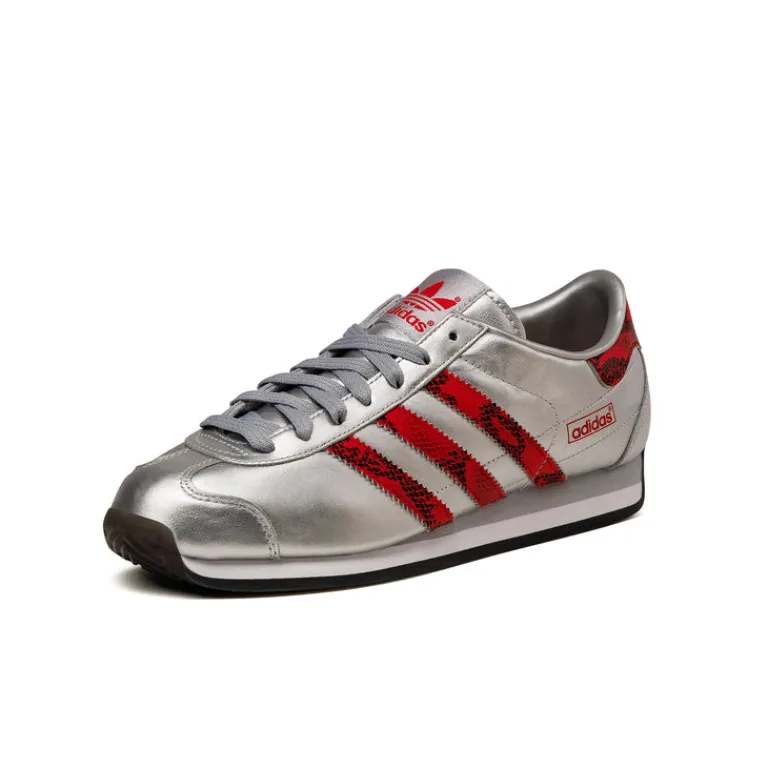 Adidas Sneakers En Cuir|Baskets Décontractées Terrace*Country Japan Silver Metallic / Better Scarlet / Core Black