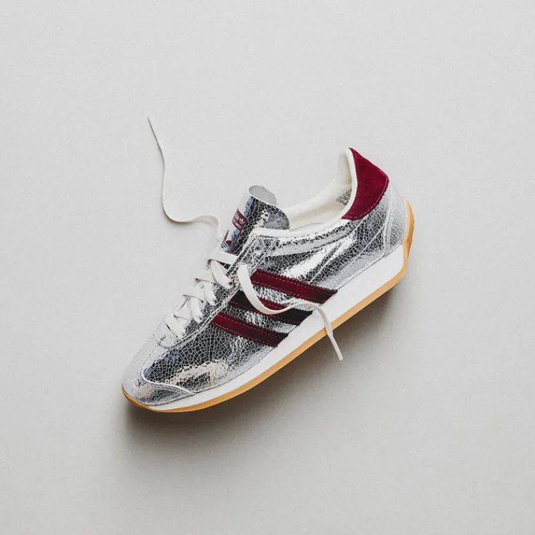 Adidas Sneakers En Cuir|Baskets Décontractées Terrace*Country OG W Silver Metallic / Maroon / Off White
