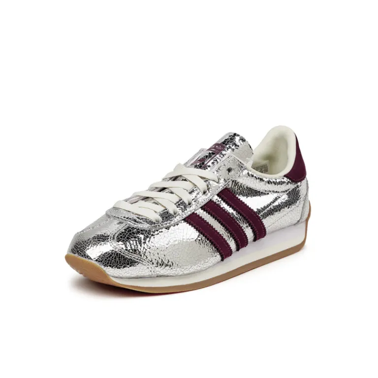 Adidas Sneakers En Cuir|Baskets Décontractées Terrace*Country OG W Silver Metallic / Maroon / Off White