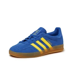 Adidas Sneakers En Cuir|Baskets Décontractées Terrace*Gazelle Indoor Blue / Pure Sulfur / Gum 3