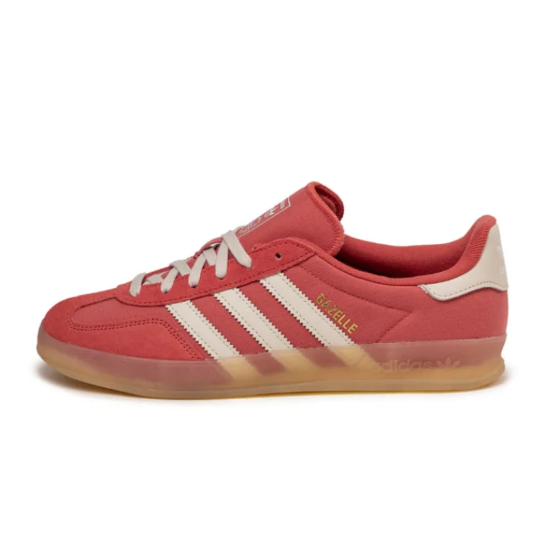 Adidas Sneakers En Cuir|Baskets Décontractées Terrace*Gazelle Indoor Crew Red / Aluminium / Magic Beige