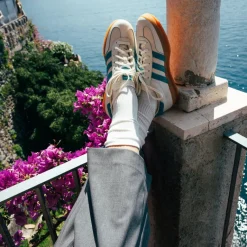 Adidas Sneakers En Cuir|Baskets Décontractées Terrace*Gazelle Indoor *Amalfi Days* Chalk White / Hi-Res Aqua / Gum