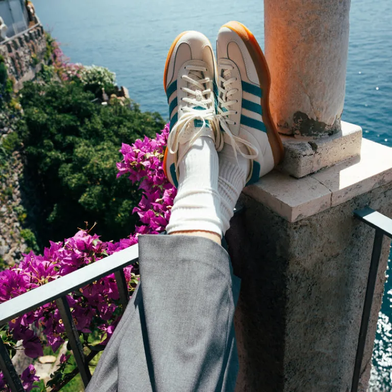 Adidas Sneakers En Cuir|Baskets Décontractées Terrace*Gazelle Indoor *Amalfi Days* Chalk White / Hi-Res Aqua / Gum