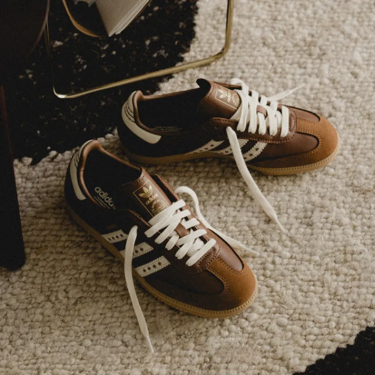 Adidas Sneakers En Cuir|Baskets Décontractées Terrace*Samba OG W Cloud White / Preloved Brown / Cream White