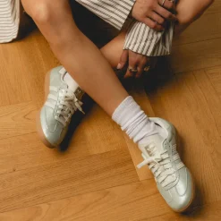 Adidas Sneakers En Cuir|Baskets Décontractées Terrace*Samba OG W Linen Green Metallic / Off White / Cyber Metallic