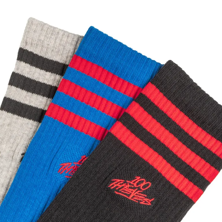 Adidas Chaussettes*x 100 Thieves Socks Black / Melange Grey Heather / Bluebird