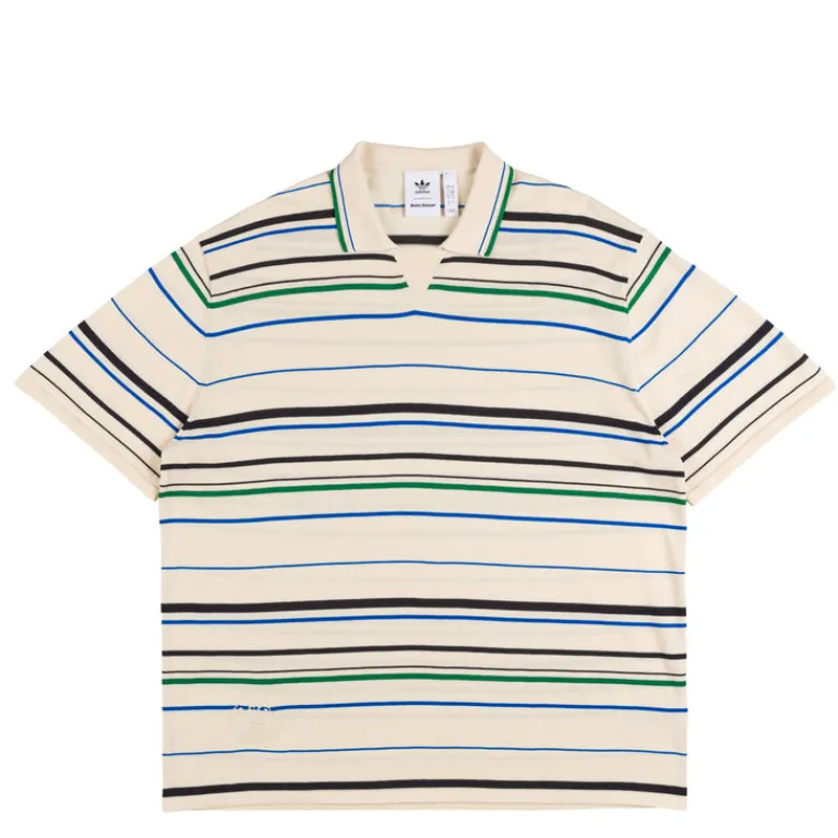 Adidas T-Shirts*x Wales Bonner Knit Polo Wonder White / Night Indigo / Bluebird / Green