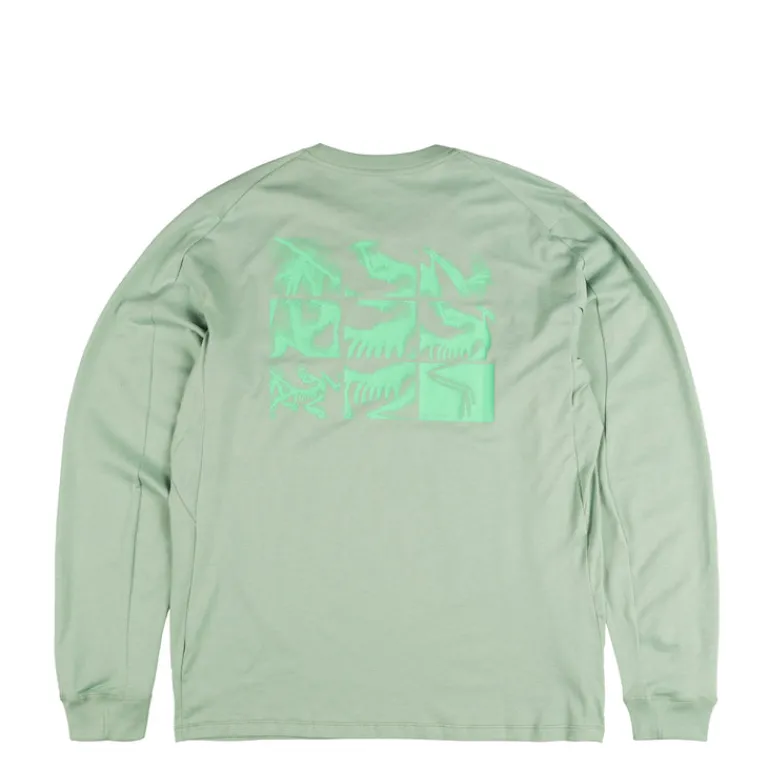 Arcteryx T-Shirts*Kragg SL Cotton Bird Tile Longsleeve Stone Green / Phosphorescent