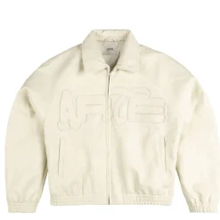 Arte Antwerp Gilets*Big Logo Leather Jacket Cream