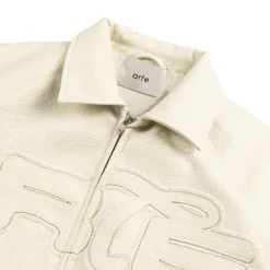 Arte Antwerp Gilets*Big Logo Leather Jacket Cream