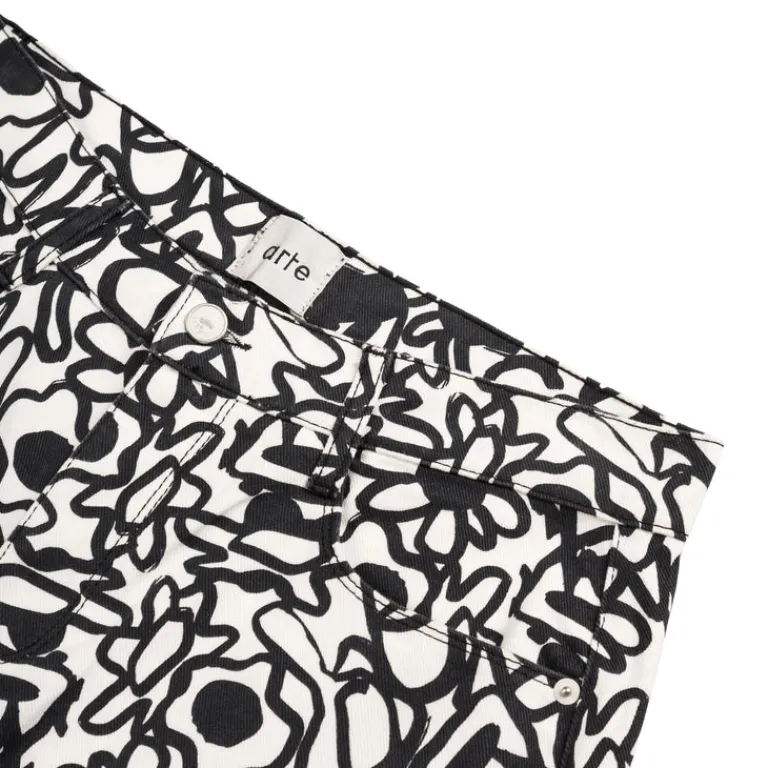 Arte Antwerp Pantalons*Flowers Allover Pants Black / White