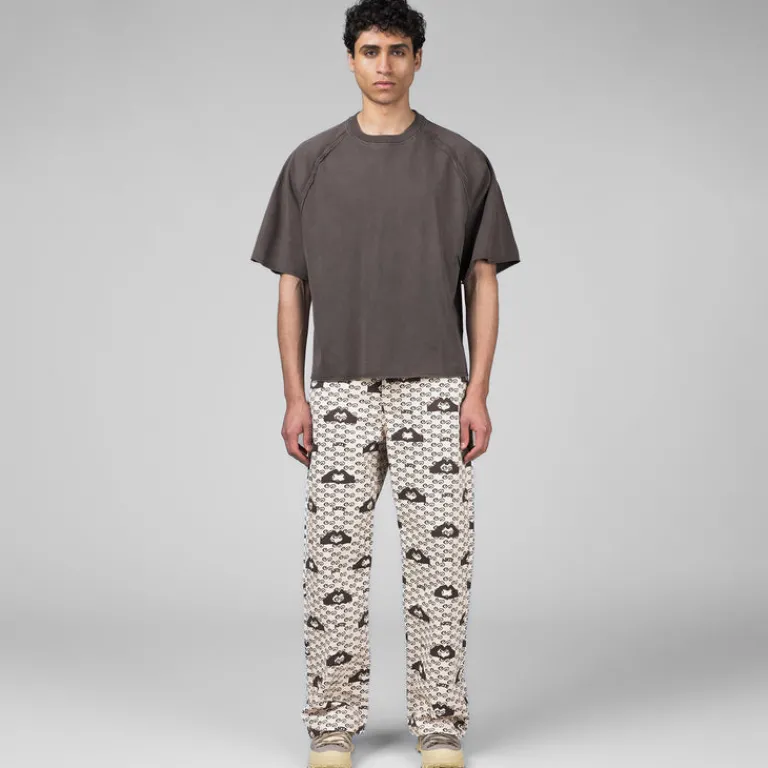 Arte Antwerp Pantalons*Hand Heart Print Pants Cream / Brown