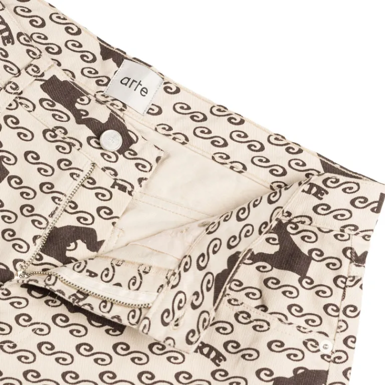 Arte Antwerp Pantalons*Hand Heart Print Pants Cream / Brown