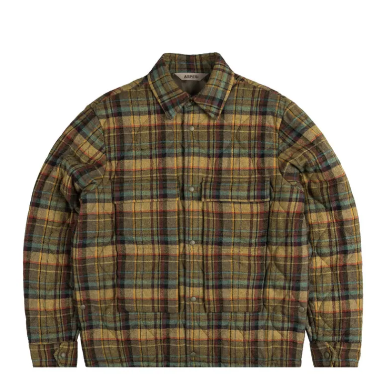ASPESI Gilets*Build Shirt Check Oliva