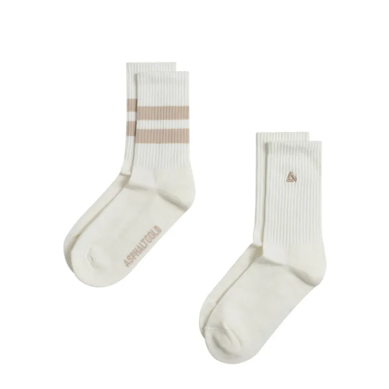 Asphaltgold Chaussettes*Crew Socks *2-Pack* Off White / Beige