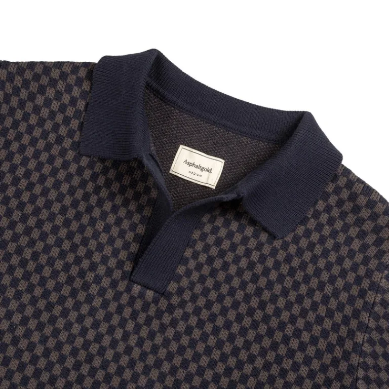 Asphaltgold Chemises*Knitted Shirt Blue/ Grey