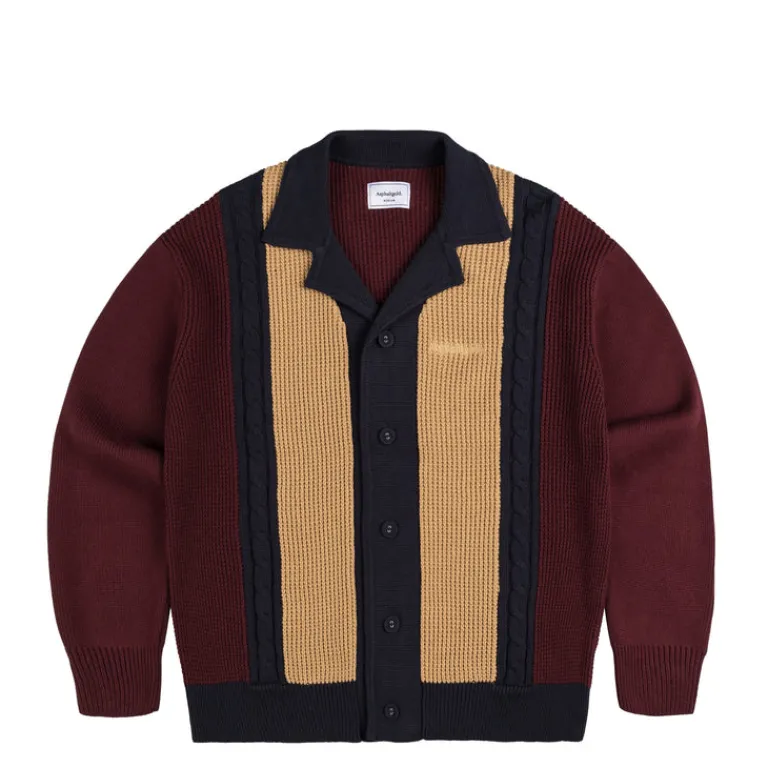 Asphaltgold Tricot*Third Place Knit Cardigan Burgundy / Navy / Almond