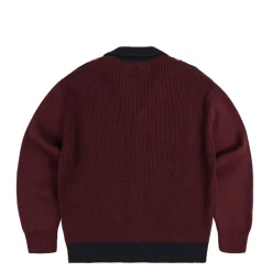 Asphaltgold Tricot*Third Place Knit Cardigan Burgundy / Navy / Almond