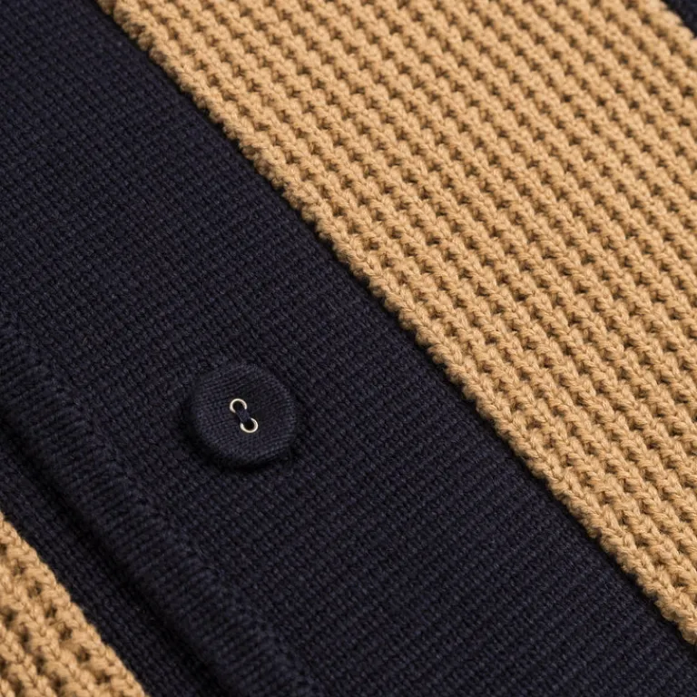 Asphaltgold Tricot*Third Place Knit Cardigan Burgundy / Navy / Almond