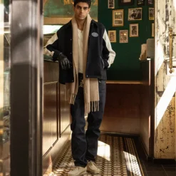 Asphaltgold Gilets*Third Place Varsity Jacket Navy / Marshmallow