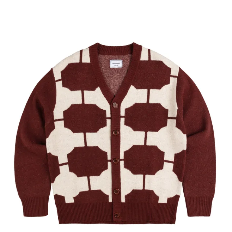 Asphaltgold Tricot*Third Place Wool Cardigan Burgundy / Marshmallow