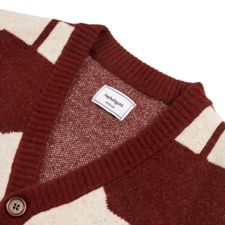 Asphaltgold Tricot*Third Place Wool Cardigan Burgundy / Marshmallow