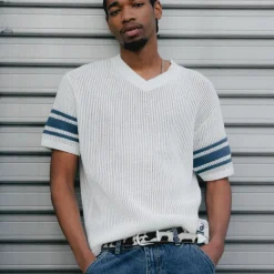 Asphaltgold Tricot|T-Shirts*Together Forever - Knit T-Shirt Off-White / Navys