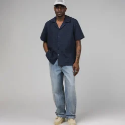 Asphaltgold Chemises*Waffle Shirt Navy