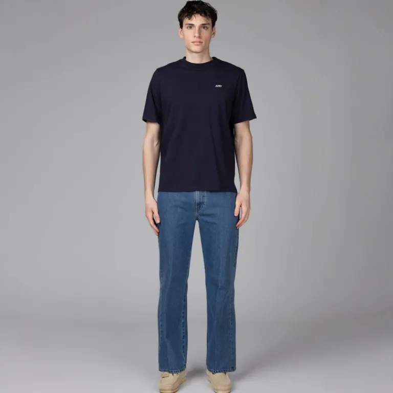 Autry T-Shirts*Embroidered Mini Logo T-Shirt Blue