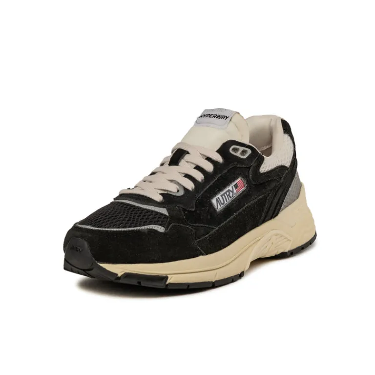 Autry Sneakers En Cuir|Chaussures De Running Retro*Hyperway *Suede / Mesh* Black / Silver