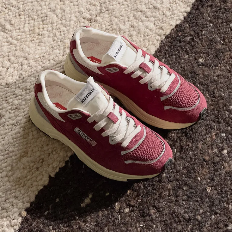 Autry Sneakers En Cuir|Chaussures De Running Retro*Hyperway W *Suede / Mesh* Winery / Silver