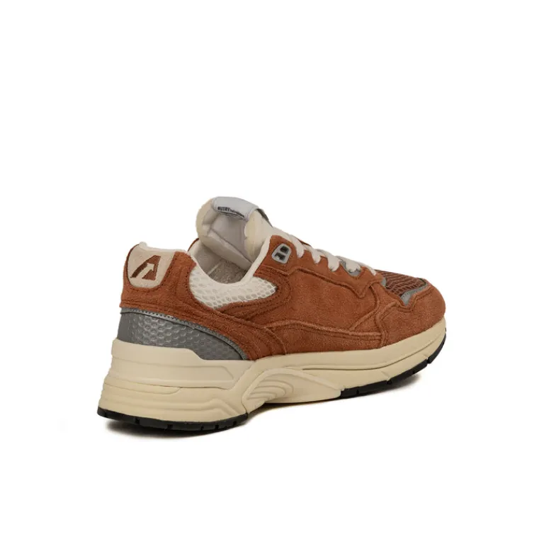 Autry Sneakers En Cuir|Chaussures De Running Retro*Hyperway W *Suede / Mesh* Marron / Silver