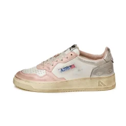 Autry Sneakers En Cuir*Medalist Brushed W *Super Vintage* White / Pow / Silver