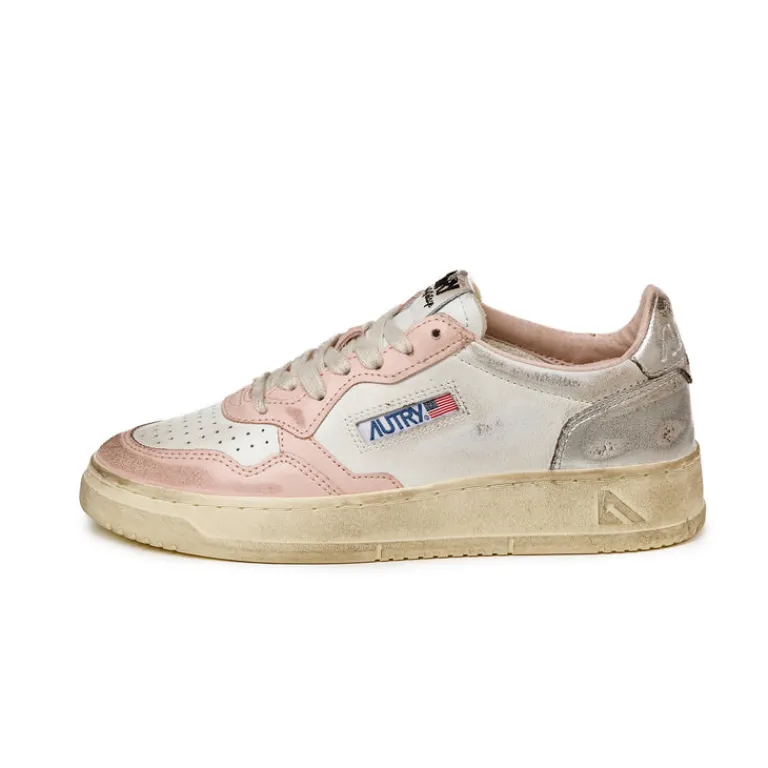 Autry Sneakers En Cuir*Medalist Brushed W *Super Vintage* White / Pow / Silver