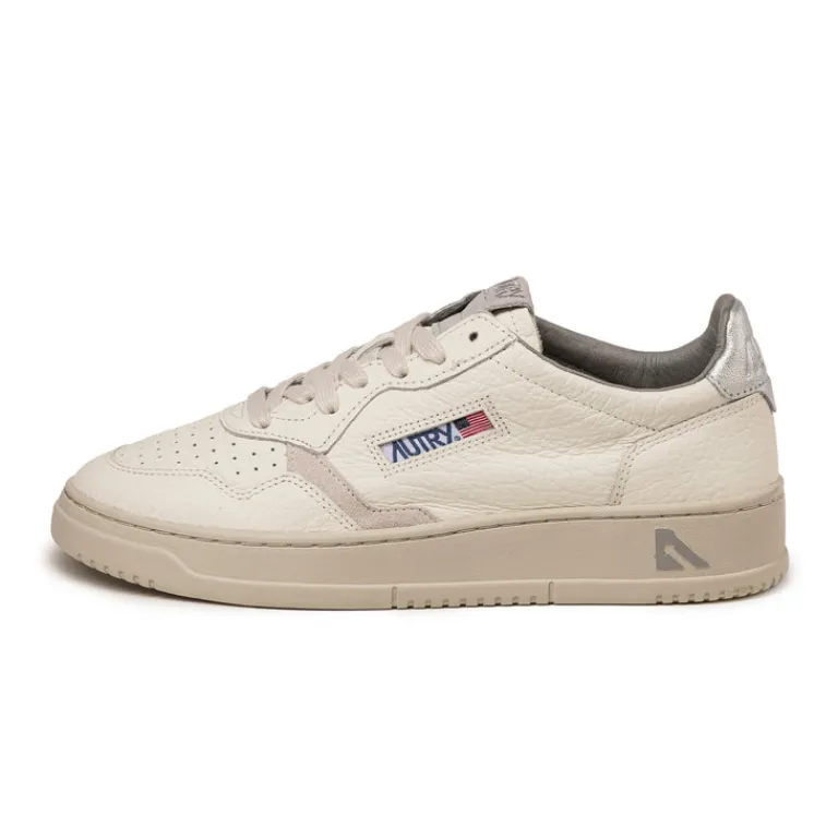Autry Sneakers En Cuir*Medalist *Elephant Texture / Suede* Silver / White