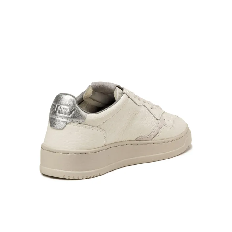 Autry Sneakers En Cuir*Medalist *Elephant Texture / Suede* Silver / White