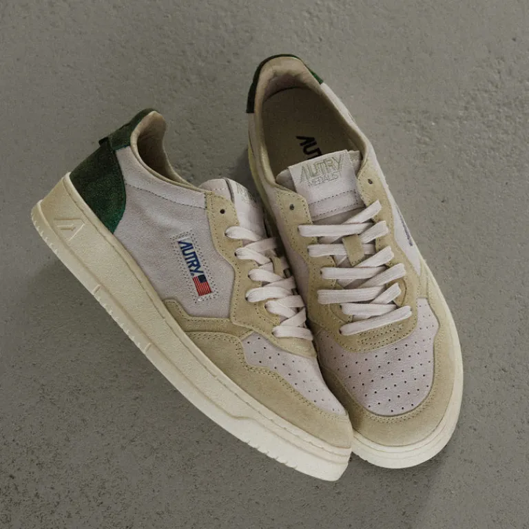 Autry Sneakers En Cuir*Medalist *Suede* Bottle Green / Papyrus
