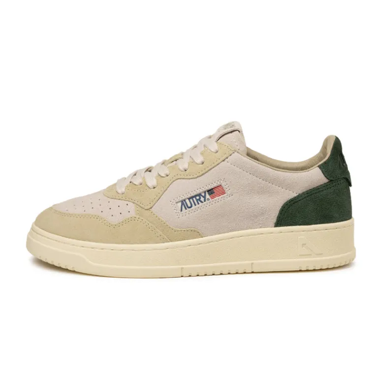 Autry Sneakers En Cuir*Medalist *Suede* Bottle Green / Papyrus