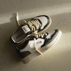 Autry Sneakers En Cuir|Sneakers Blancs*Medalist *Super Vintage* White / Covert Green / Black