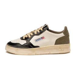 Autry Sneakers En Cuir|Sneakers Blancs*Medalist *Super Vintage* White / Covert Green / Black