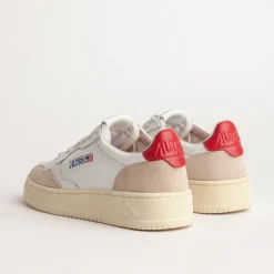 Autry Sneakers En Cuir|Sneakers Blancs*Medalist W *Leather / Suede* White / Red