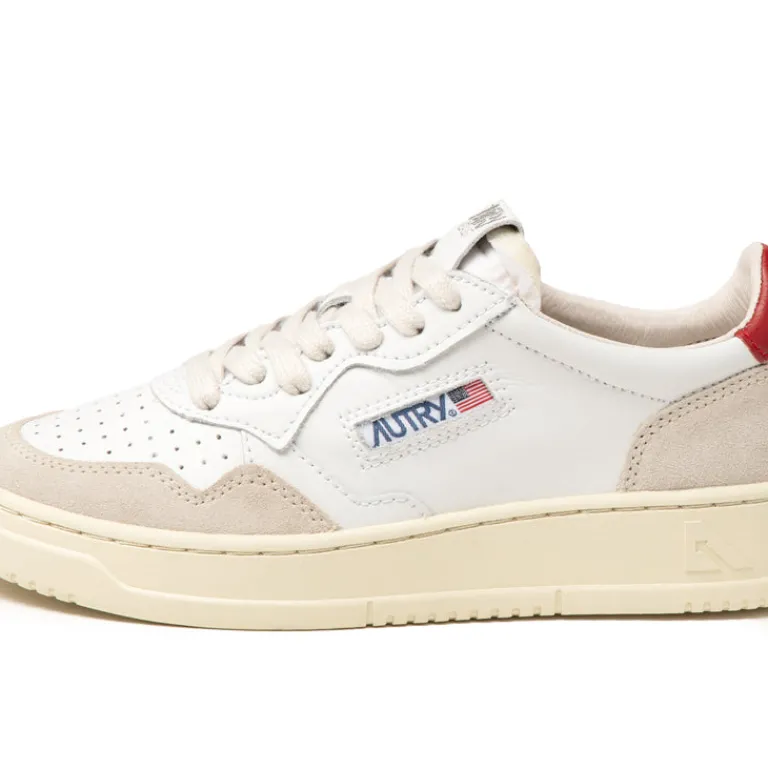 Autry Sneakers En Cuir|Sneakers Blancs*Medalist W *Leather / Suede* White / Red