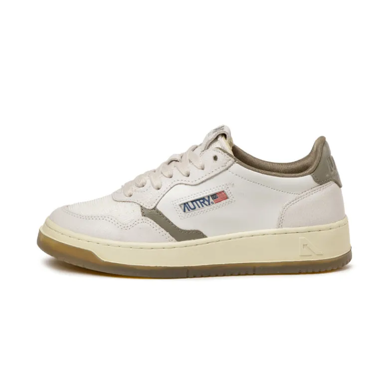 Autry Sneakers En Cuir|Sneakers Blancs*Medalist W *Virgin / Crack* White / Covert Green