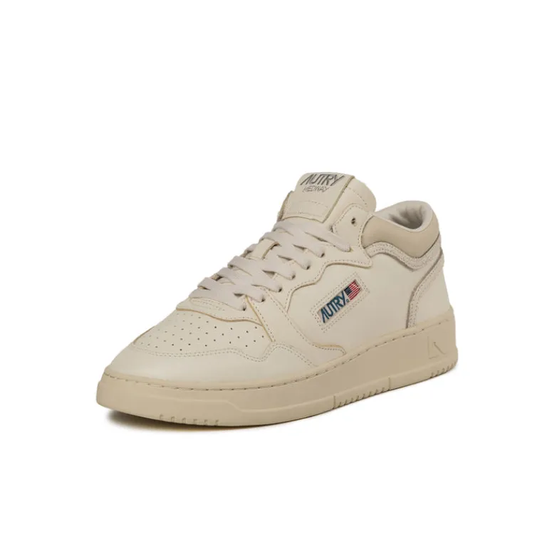 Autry Sneakers Montantes|Sneakers En Cuir*Med-Way Mid W *Leather / Crack* White / Marshmallow
