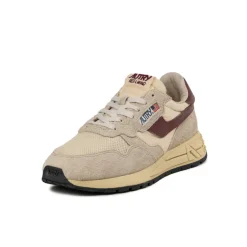 Autry Sneakers En Cuir|Chaussures De Running Retro*Reelwind Low Ecru / Rubwine