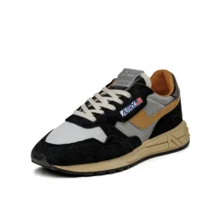 Autry Sneakers En Cuir|Chaussures De Running Retro*Reelwind Low *Hairy Suede / Nylon* Carbon / Silver / Orange