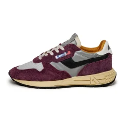 Autry Sneakers En Cuir|Chaussures De Running Retro*Reelwind Low *Hairy Suede / Nylon* Barolo / Silver