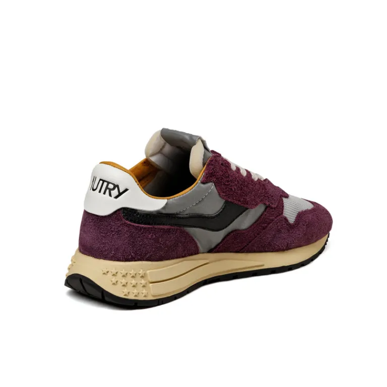 Autry Sneakers En Cuir|Chaussures De Running Retro*Reelwind Low *Hairy Suede / Nylon* Barolo / Silver
