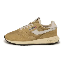 Autry Sneakers En Cuir|Sneakers Blancs*Reelwind Low *Nylon / Cracked Leather* White / Mustard